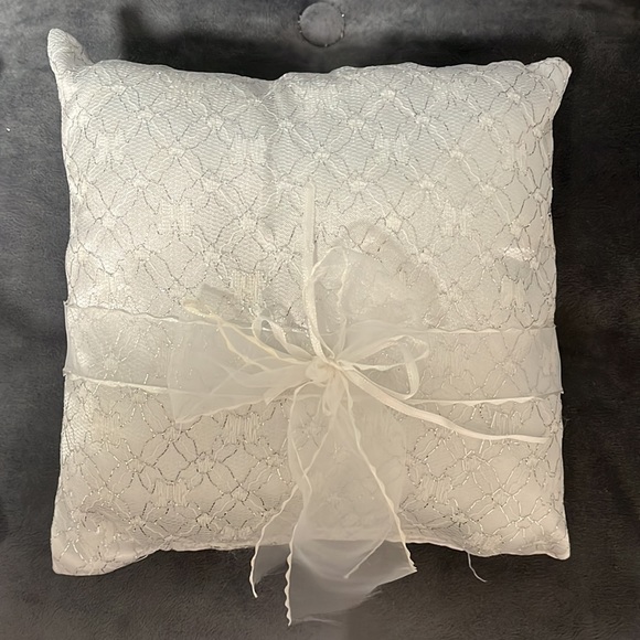 2 white satin and lace ring pillows. Never used! Smoke and pet free home. - Picture 3 of 4